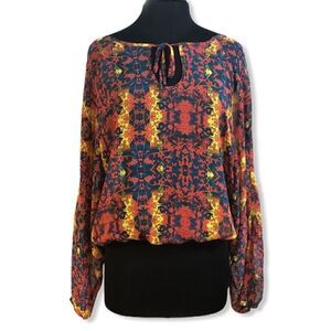𝅺princess Vera Wang Printed Boho Blouse Sz XL
